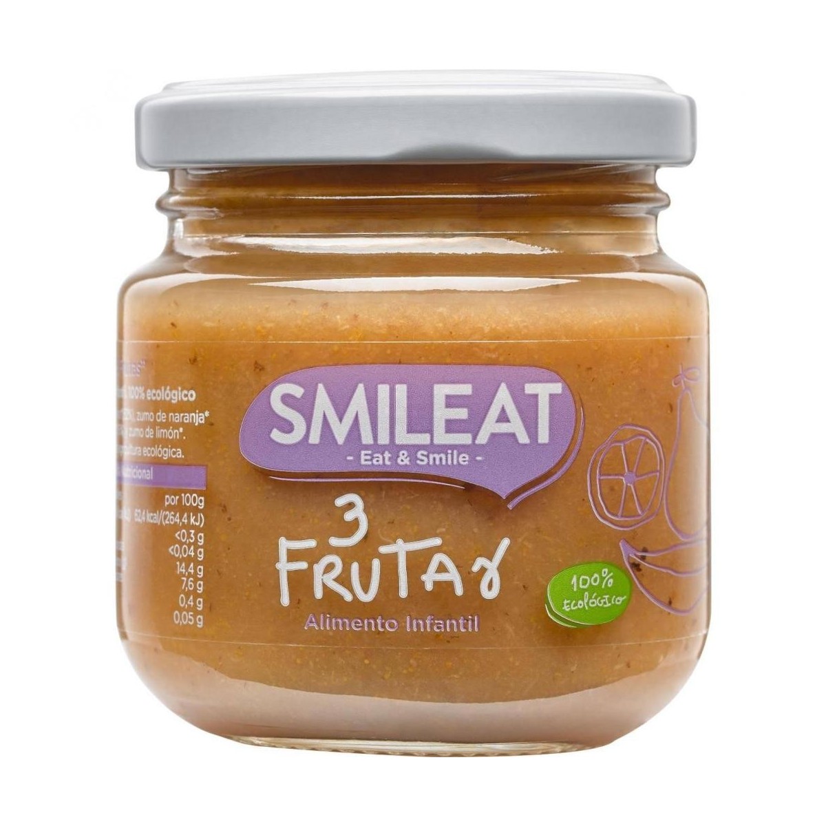 tarrito tres frutas ecologico smileat 130g