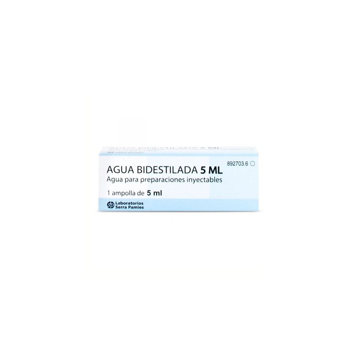 AGUA BIDESTILADA AMPOLLAS, 1 ampolla de 5 ml