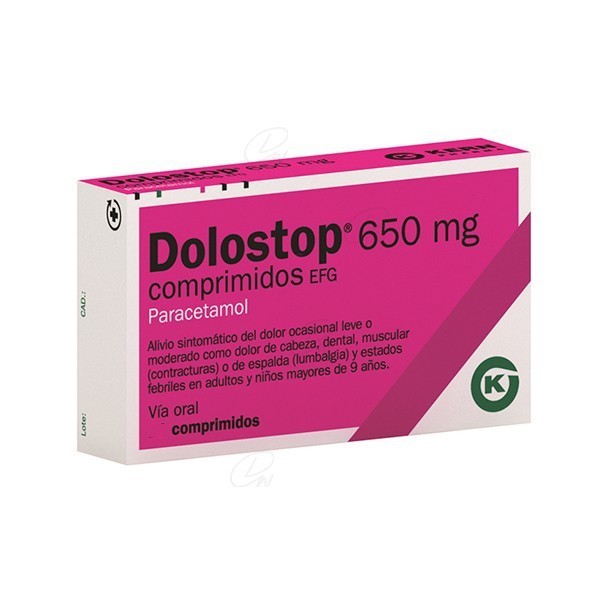 DOLOSTOP 650 MG COMPRIMIDOS, 20 comprimidos