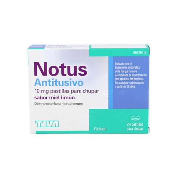 NOTUS ANTITUSIVO 10 MG 24 PASTILLAS PARA CHUPAR MIEL - LIMON