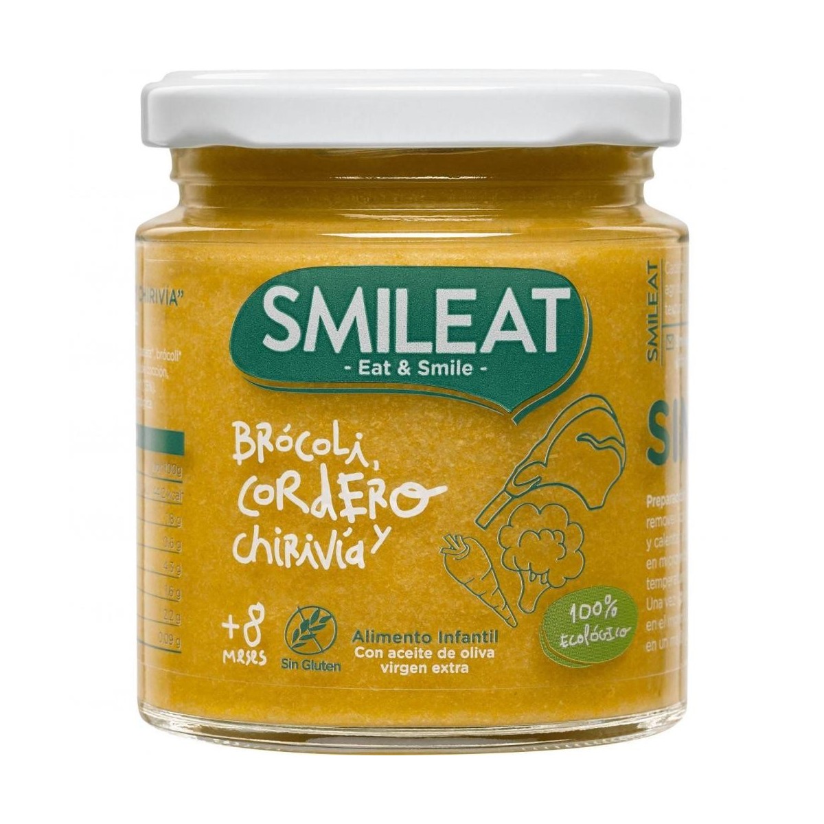 tarrito de brocoli con cordero y chirivia 230 g smileat