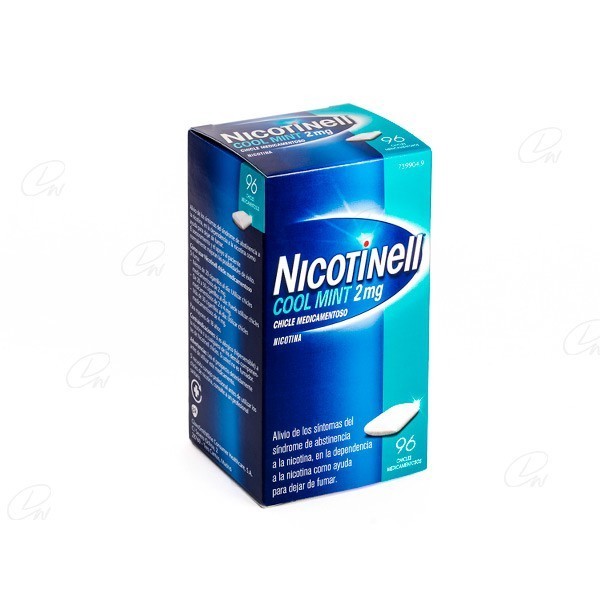 NICOTINELL COOL MINT 2 mg CHICLE MEDICAMENTOSO, 96 chicles