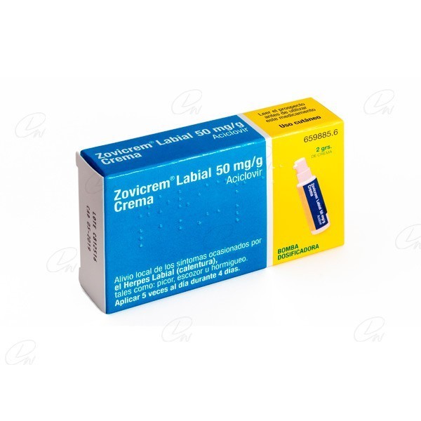 ZOVICREM LABIAL 50 mg/g CREMA, 1 tubo de 2 g
